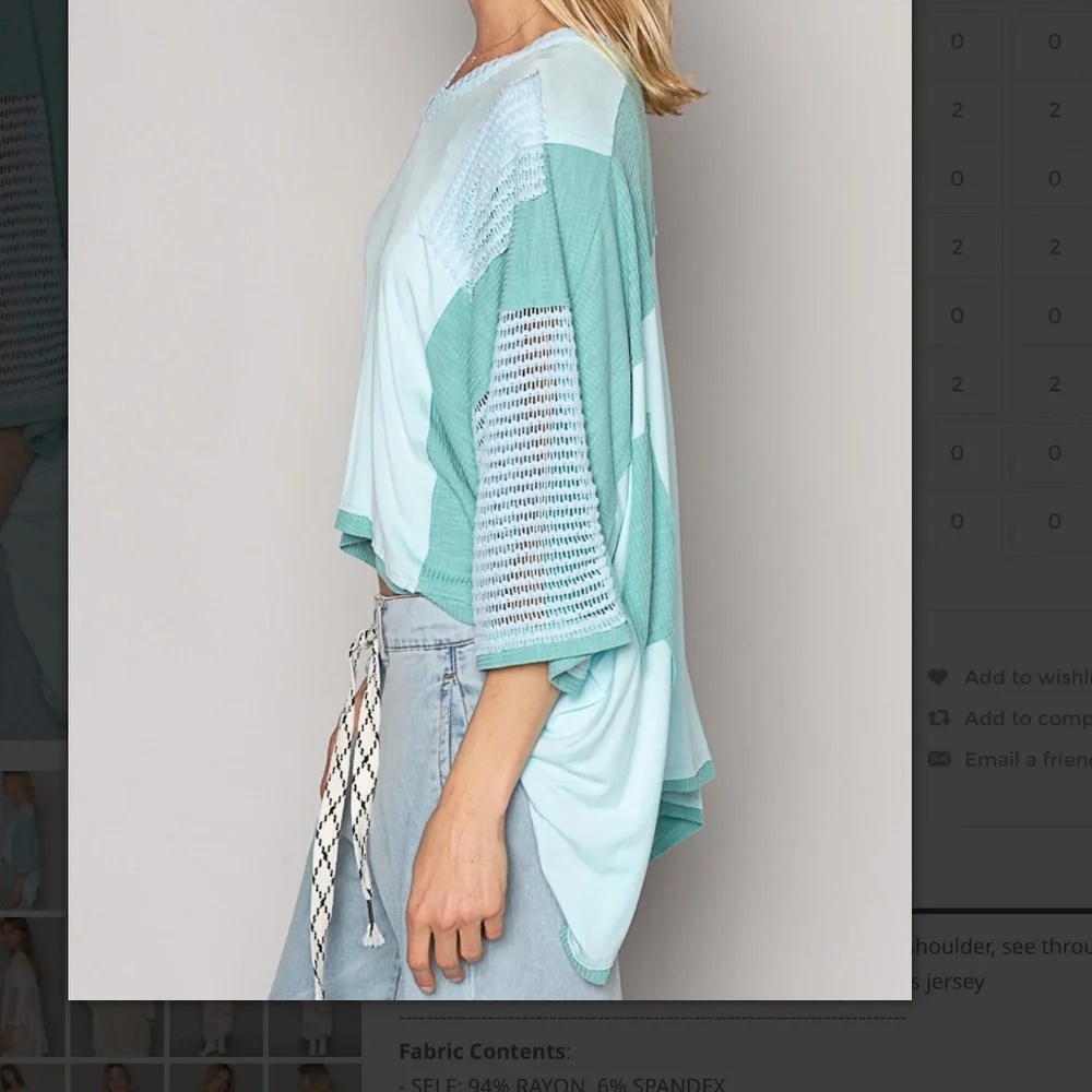 POL “ Plymouth “ POL Relaxed Fit V-Neck Top with Crochet Detail BR28 - Picture 3 of 8